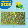 Joyfy Kids Play Rug With Durable 12 Pull-Back Vehicle City Car Track Playmat Rug for Kid Best Birthday Christmas Gift