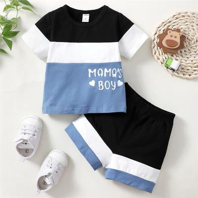 Boys' Printed Short Sleeved Shirt+shorts Summer Casual Set