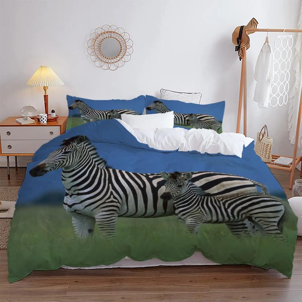 Colorful Zebra Print Duvet Cover For Kids Girls Teens Beautiful Colorful Animals Theme Bedding Graphic Graffiti Art Decorative