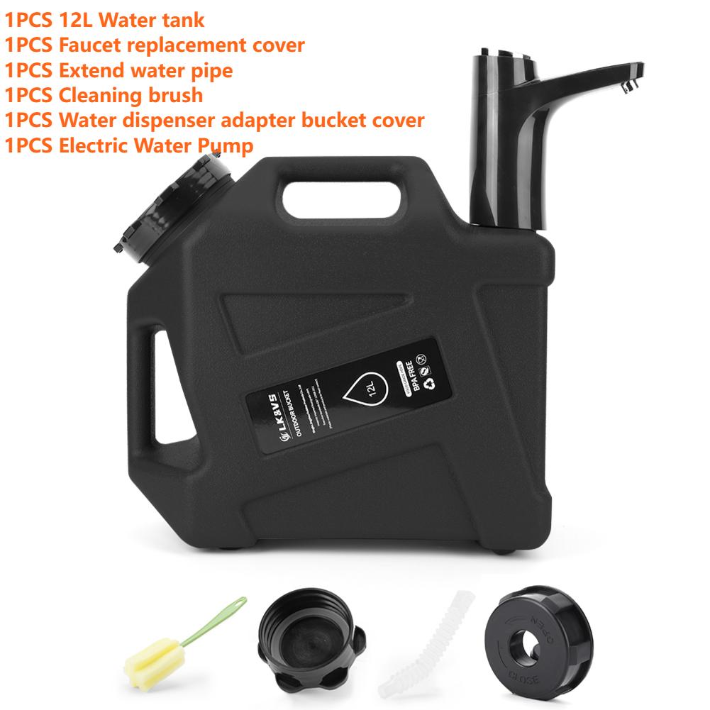11/12/18.5L Outdoor Water Bin With Faucet One Key Switch Auto Electric Water Pump Camping Water Tank Dispenser Camp Cook Supply