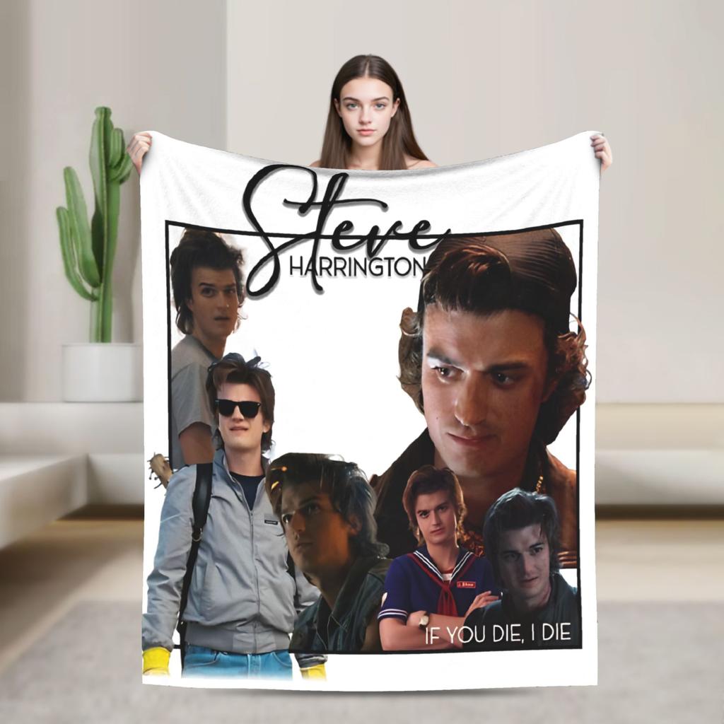 Steve Harrington Tv Series Blankets Warm Soft Funny Plush Throw Blanket For Chair Travel Office Flannel Bedspread Bed Cover