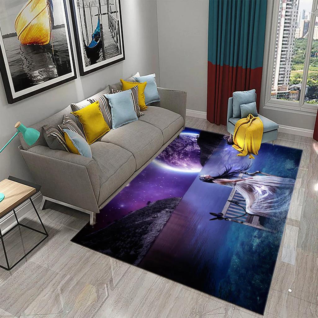 Moon Carpet Flower Moon Forest Living Room Children's Bedroom Decor Carpet Floor Mat Kitchen Bathroom Entrance Non-slip Carpet