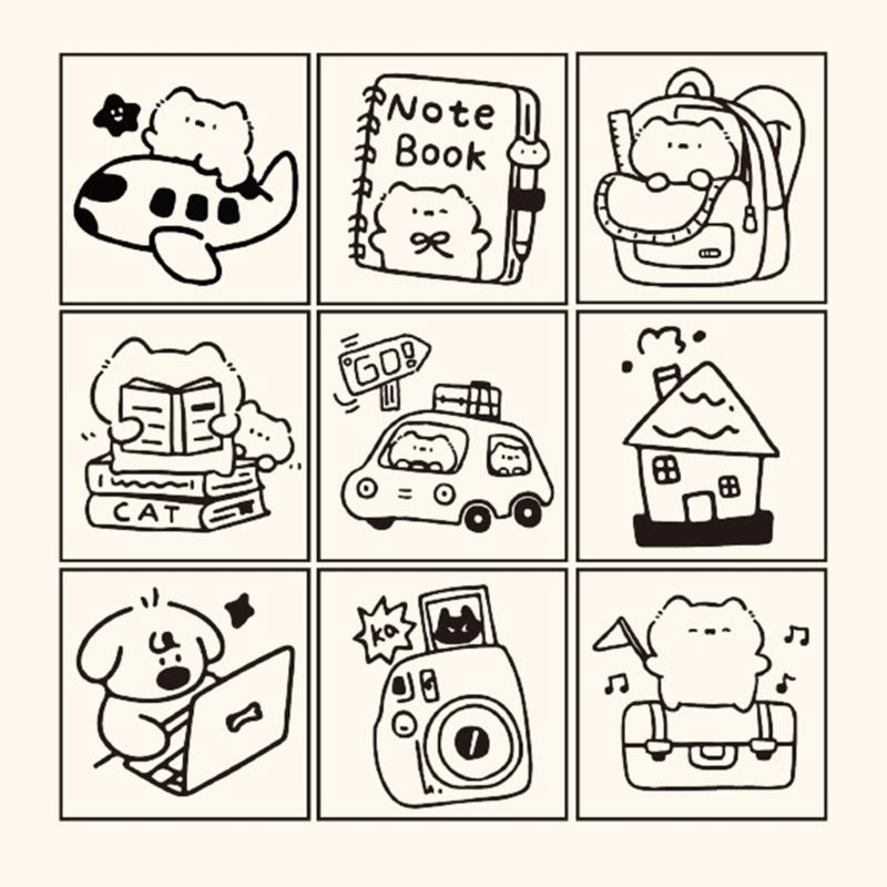 Cartoon Wood Rubber Stamp Lovely Cats Stamp Decorative Stamp Animal Stamp for Card Making