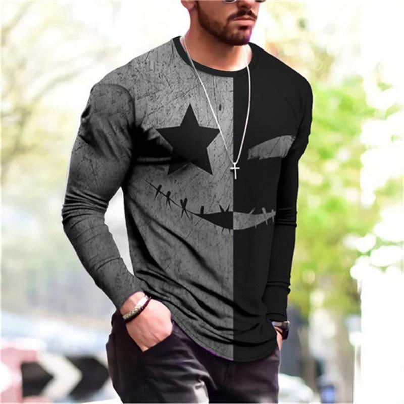 

Street Hip Hop T-shirt Men Clothing O-neck Long Sleeve T Shirts 3D Print Graffiti Art Painting Fashion Autumn Harajuku Tees Top 5XL