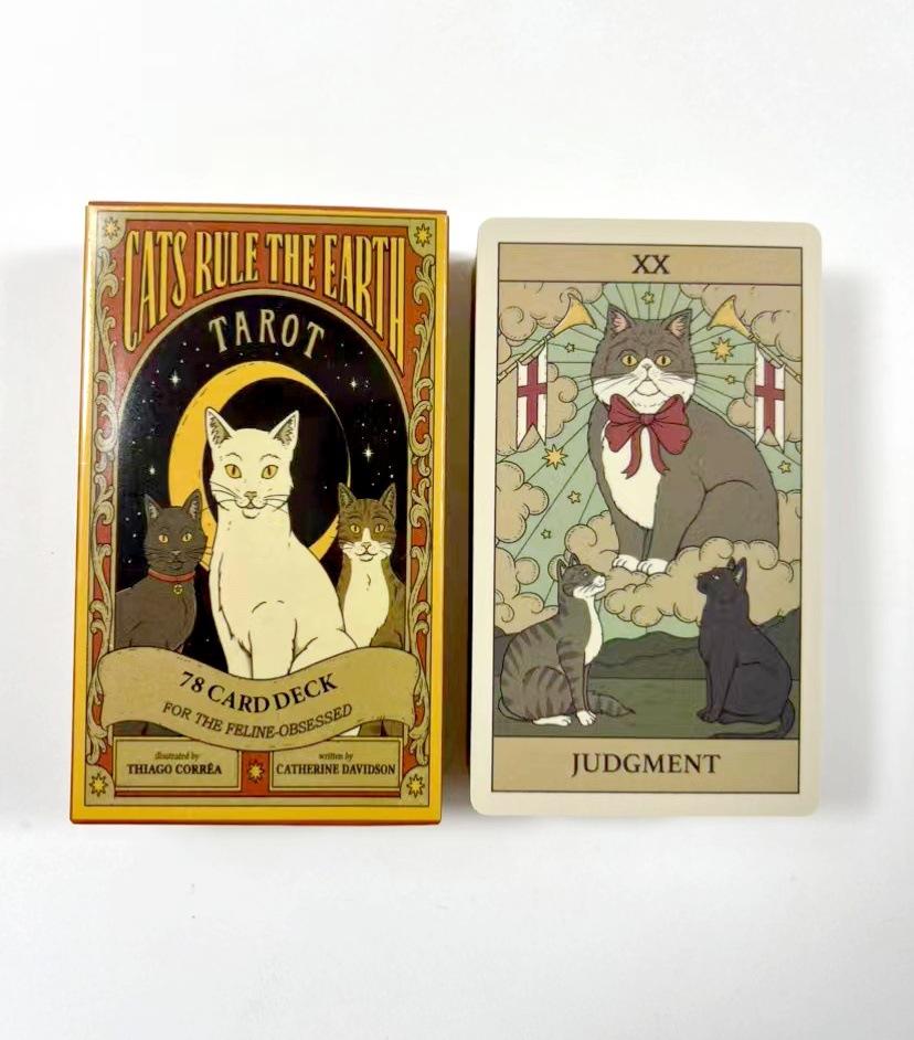 Cats Rule Earth tarotové karty A 78 Oracle English Visions Divination Edition Deck Borad Hraní her