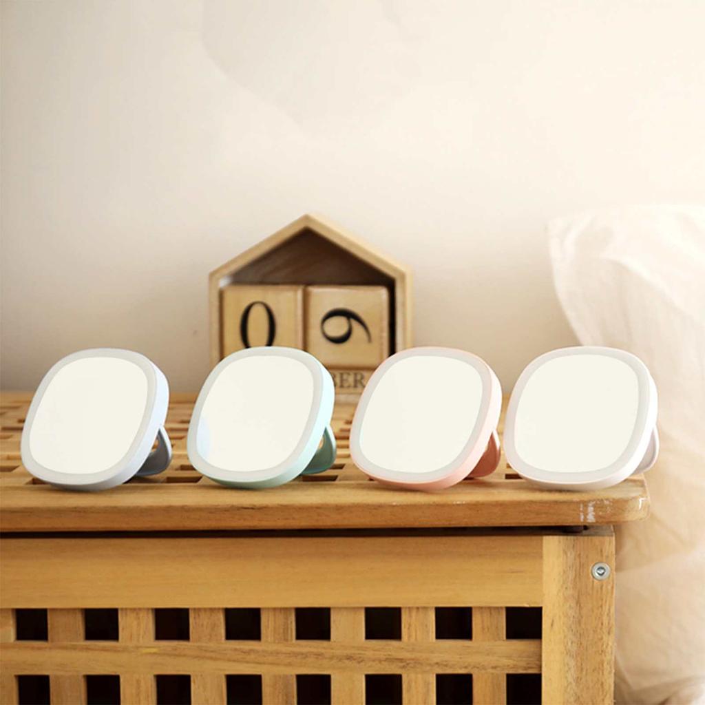 Portable makeup mirror with beauty enhancement and lighting, USB handheld night light
