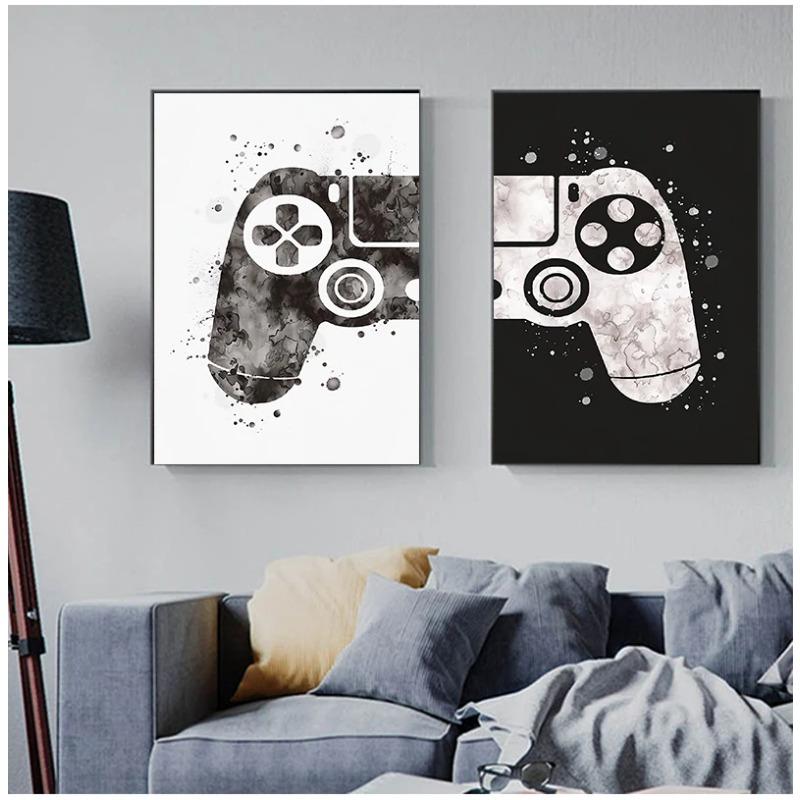 Stampa Poster Gioco Ragazzi Acquerello Illustrazione Gamepad Immagine Arte Murale Gioco Joystick Pittura su Tela per Camera Bambini Decorazione Casa