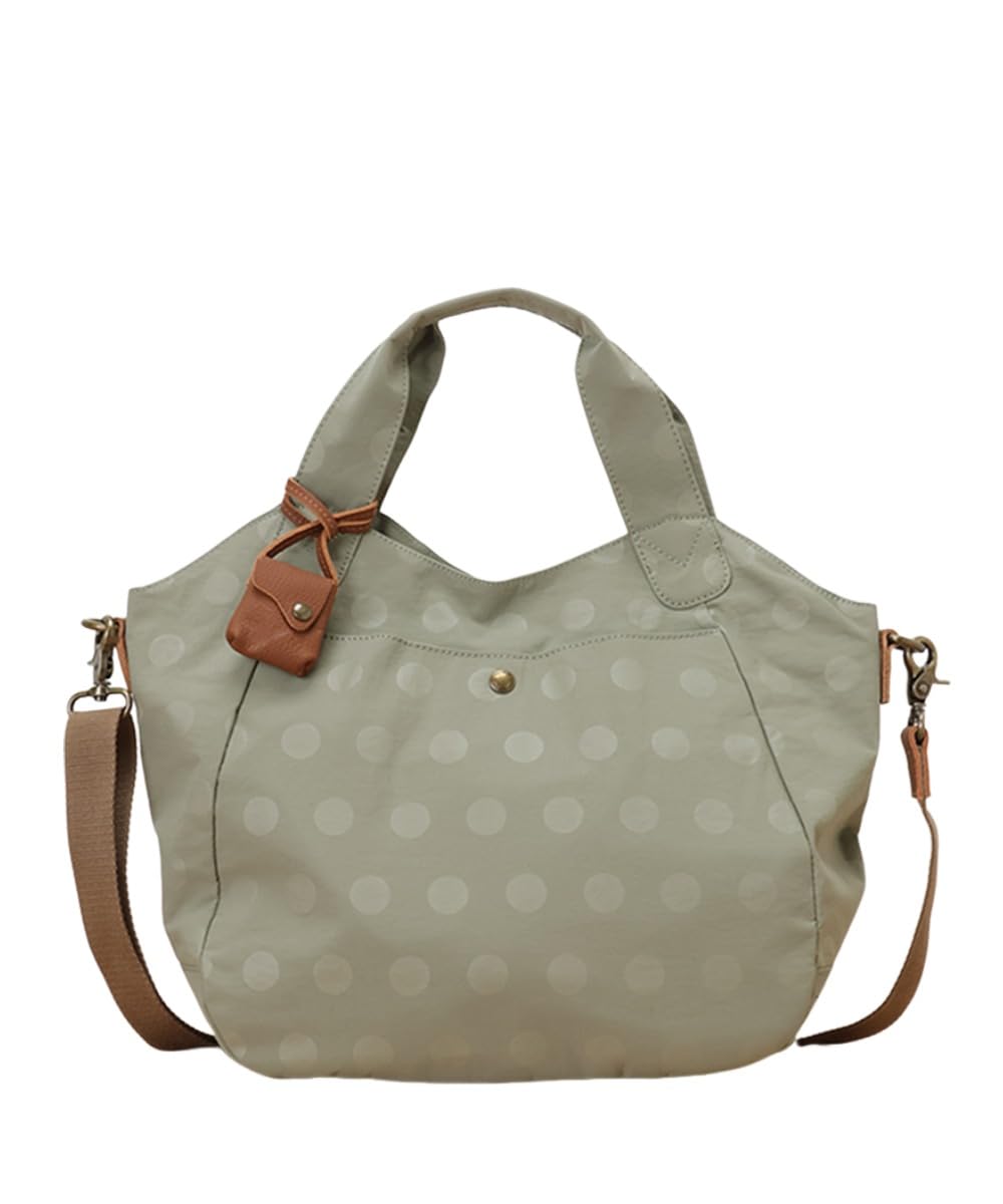 

Toleur Tola Nylon Dot Bag, 2-Way Tote with Detachable Shoulder Strap, Light Gray, for Commuting and School, 11928-LGY