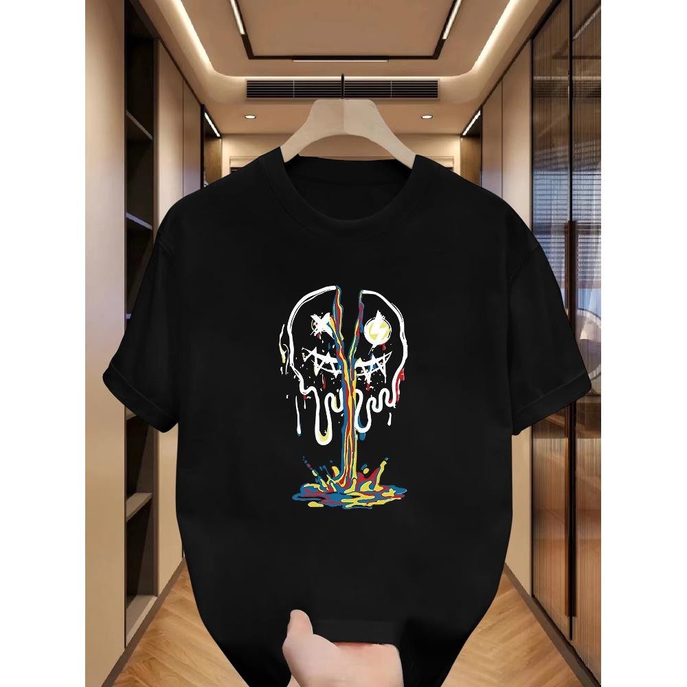 

Color Drip Mask T-Shirt,Soft Breathable & Fade-Resistant, Classic Fit for Daily Casual Wear XXL чорний