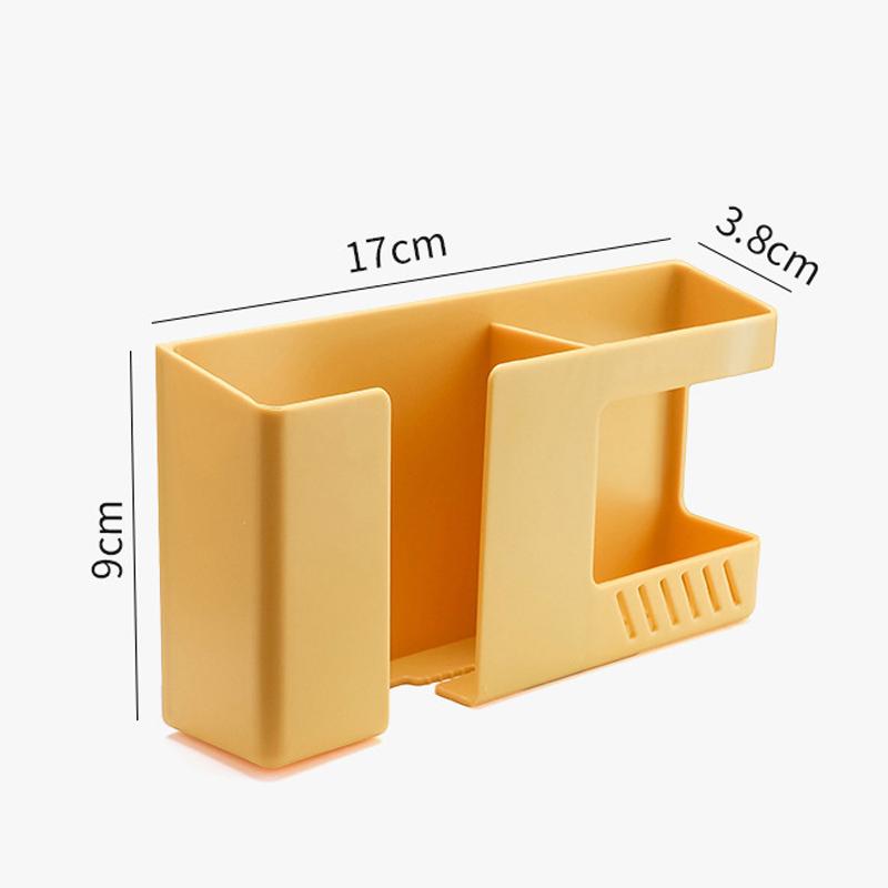 2 In 1 Wall-mounted Mobile Phone Remote Control Storage Box Multifunctional Punch-free Storage Rack Wall Debris Storage Holders Cup Holders 5