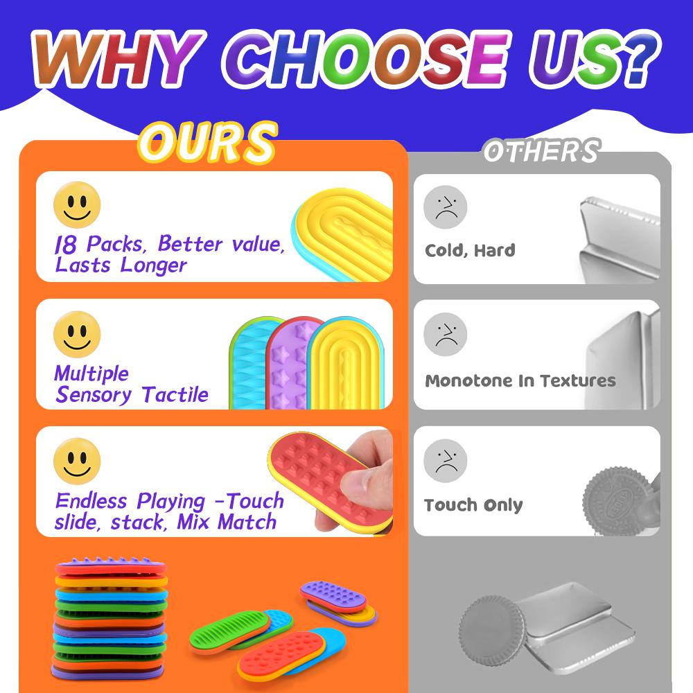 18Pcs/Set Sensory Magnet Toy Silicone Magnetic Slider for Autism Anxiety Stress Relief Toy