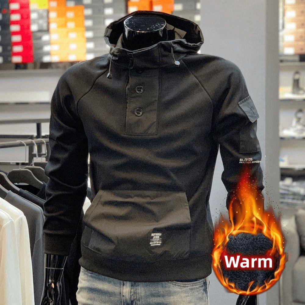 Осенне-зимнее мужское спортивное и повседневное пальто с капюшоном свободная повседневная одежда толстый теплый мужской топ с длинным рукавом ветрозащитное холодное пальто одежда S 2537₽