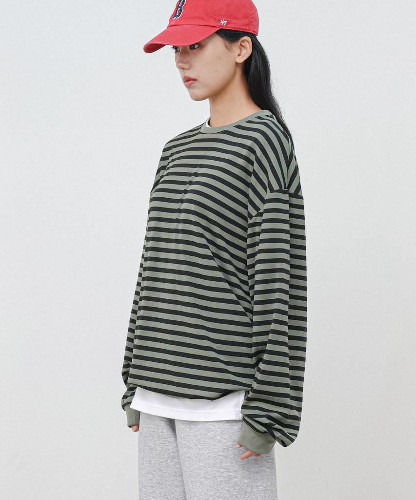 Modernoment Striped Oversized String Long Sleeve [Gray]