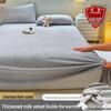 Winter Velvet Flannel Fleece Bed Sheet - Thick Coral Fleece, Solid Color, for Student Dormitory Mattress.