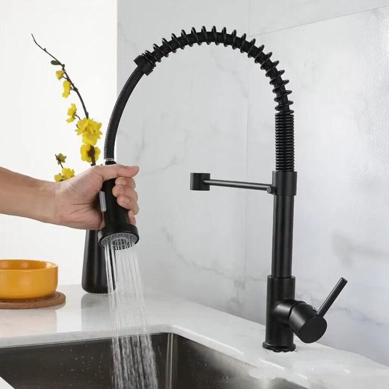 TLXT Stainless Steel Pull-Out Spring Kitchen Faucet