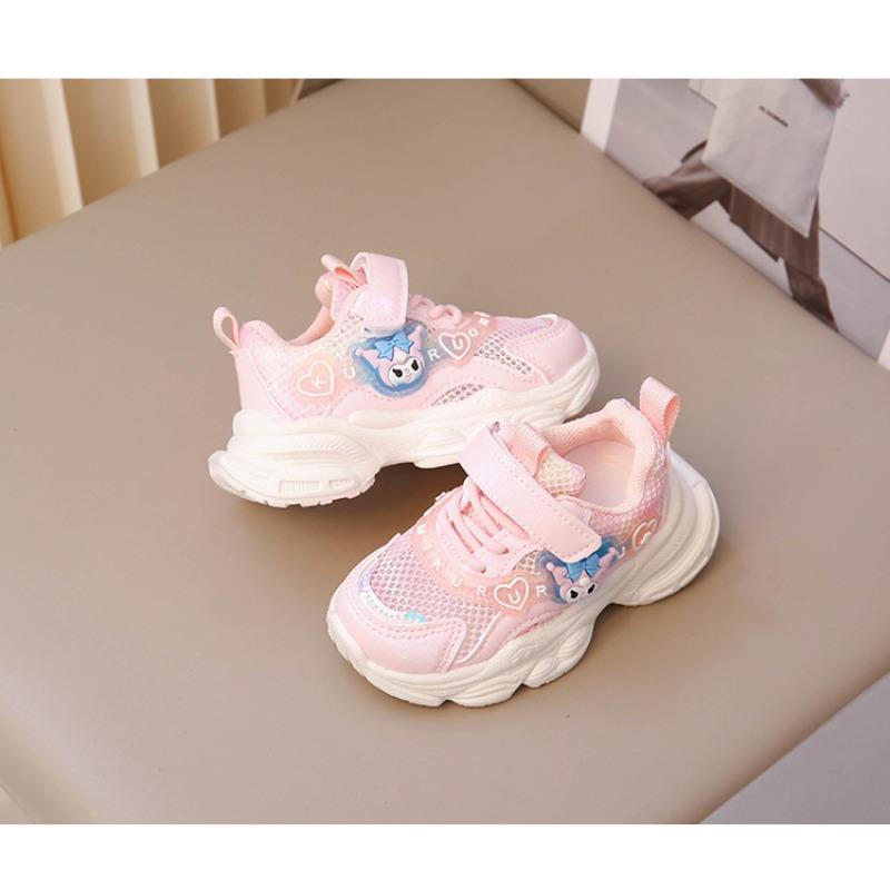Girls Shoes Spring and Autumn Sports Shoes Foot Stepping Lamp Mesh Children Baby Breathable Mesh Shoes Casual Shoes Medium and Small Children