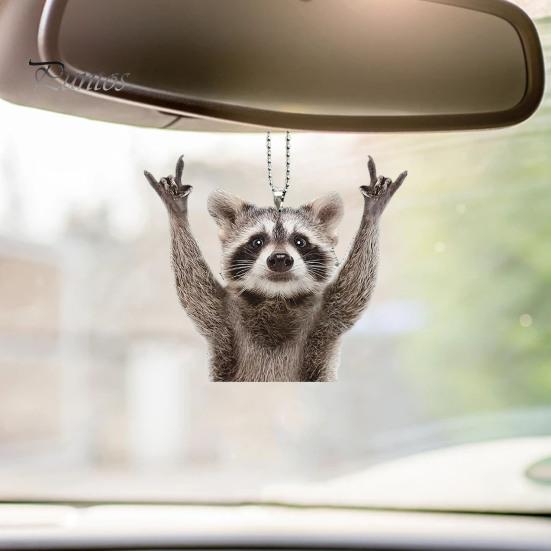 Висяча прикраса для автомобіля Єнот Ключ-кулон Сумка Шарм Реалістичний вигляд Чарівна тварина Дзеркало заднього виду Підвісний декор Аксесуари для салону автомобіля