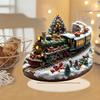 Unique Christmas Village Houses Sets Rotating Train Display Figurines-LED Light Up Musical,Battery Operated Holiday Decoration