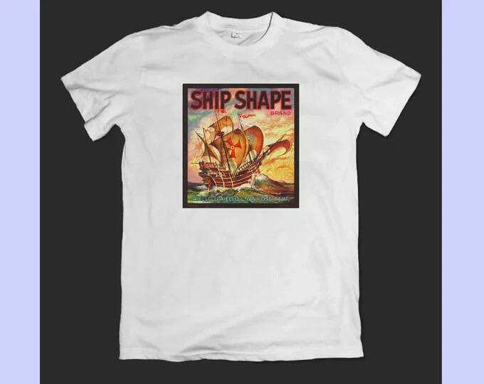 

Ship Shape label Boat Ocean Sailing Carribean Marina white T-shirt M