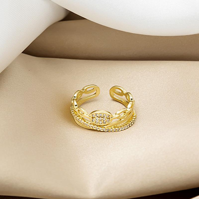 Temperament Simple Design Sense Niche Ring, Fashionable Personality High Sense Diamond Ring Women