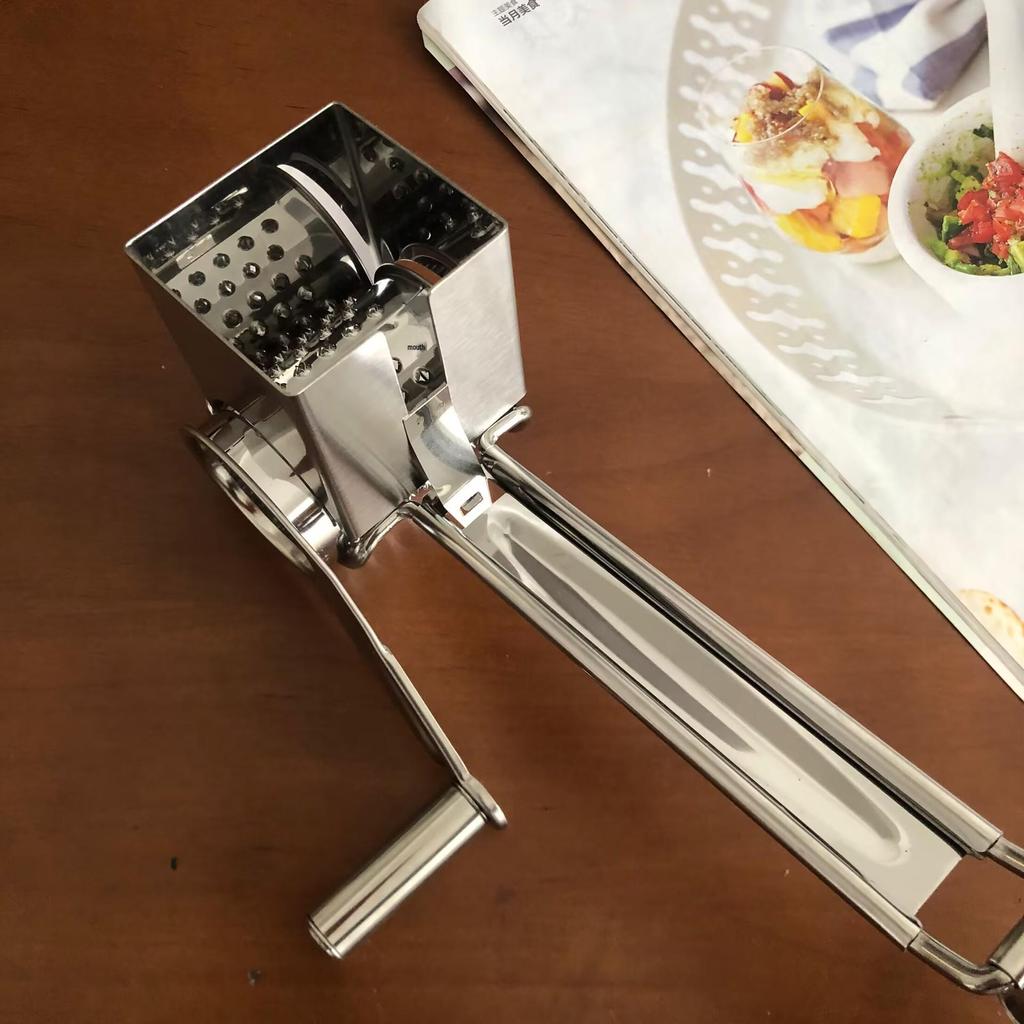 Stainless Steel Hand-Crank Rotary Cheese Grater for Kitchen Use