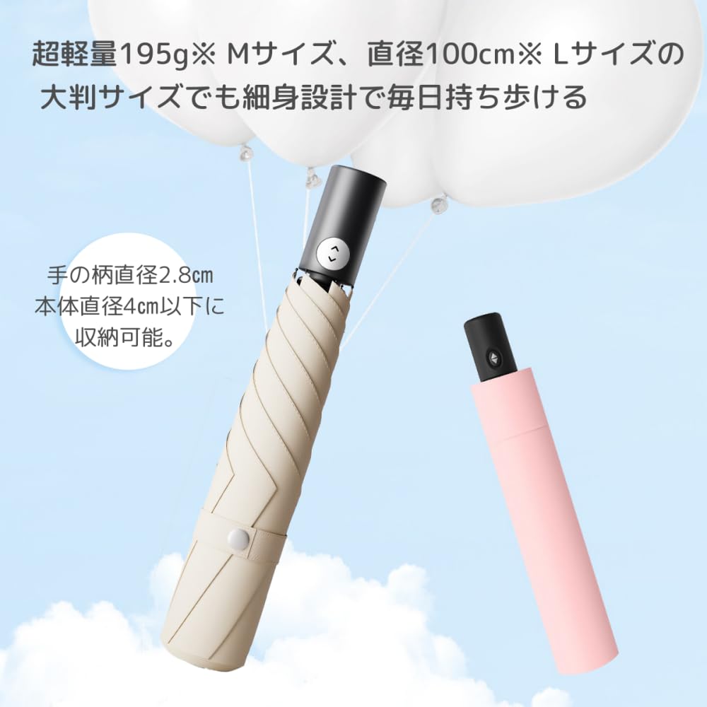 BELLA BEAUTE Folding Sun Automatic Available in 2 Large UV Heat and Light 6 Reinforced Slim Water Compact Storage Umbrella, Umbrella, Open/Close,