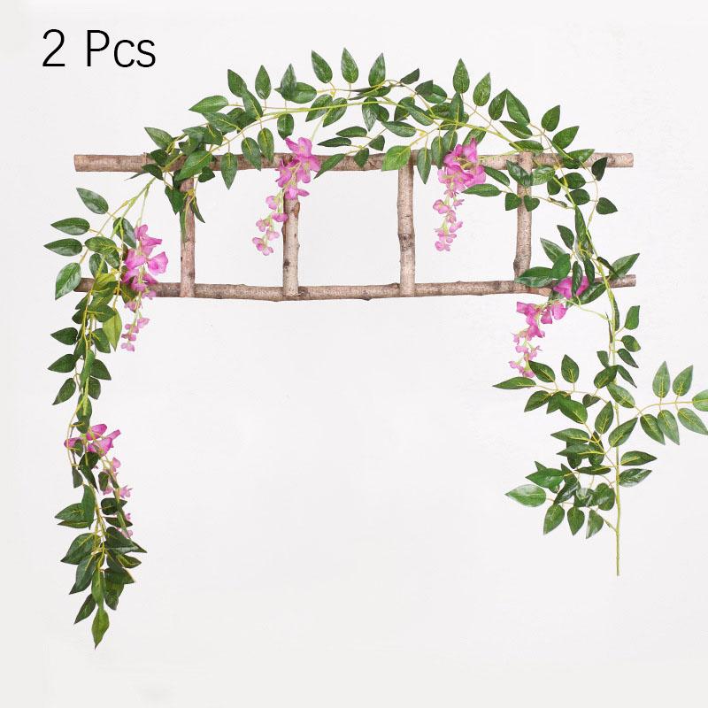 

Wisteria 2x Artificial Flower Vine Fake Ivy Garland Plant Foliage Decor Home 2Pcs Pink Wisteria