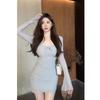 Pure Desire Wind Gentle Mesh Hip-wrapped Fashion Dress Autumn New Spice Girl Long-sleeved Waist Slim and Thin Short Skirt