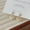 Real Gold Electroplated Zircon Flower Pearl Stud Earrings Elegant Temperament Commuter Earrings Women