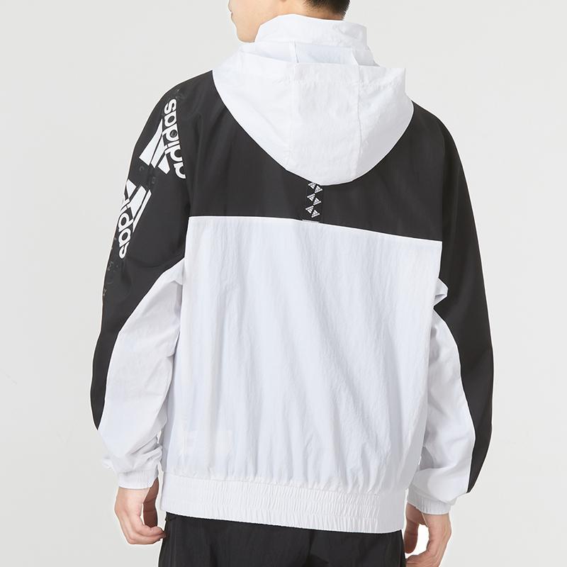 Adidas Sport Casual Hooded Woven Jacket Men Tops White HE7430