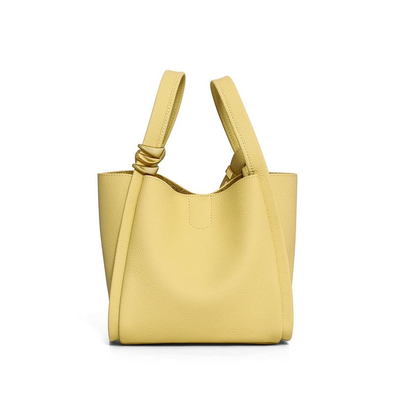 Nouveau Sac Seau d'Été à Une Épaule Style Polyvalent Sac Panier de Légumes Portable Haut de Gamme Grande Capacité Cuir Véritable Sac pour Femmes