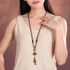 GEMCHIC Women's Vintage Ethnic Style Long Sweater Necklace with Bodhi Beads and Mixed Gemstone Pendant Autumn Winter Fashion Jewelry