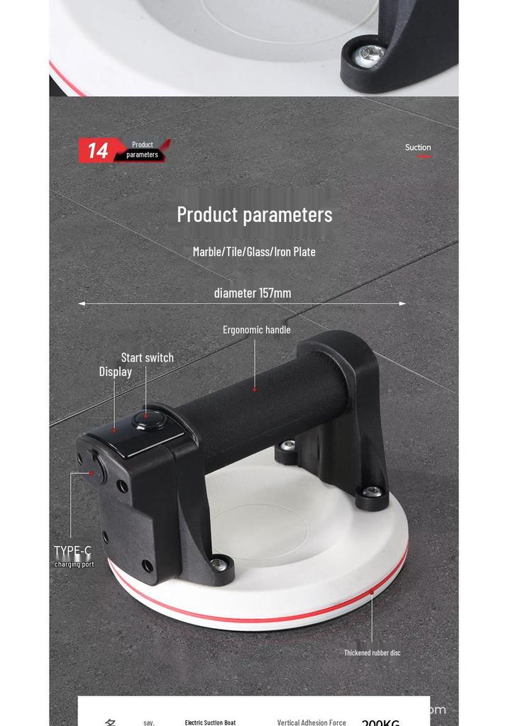 High-Power Digital Display Electric Suction Cup Vacuum Pump for Tile Handling