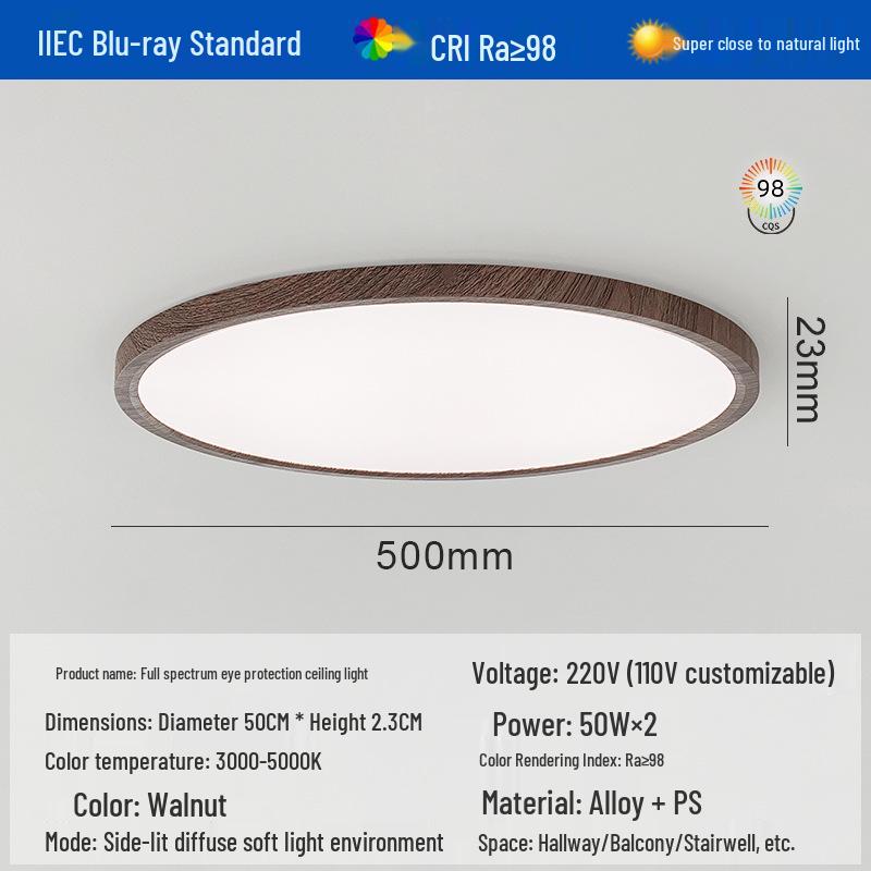 Ultra-Thin Full Spectrum Eye Protection Ceiling Light for Study, Bedroom, or Hallway