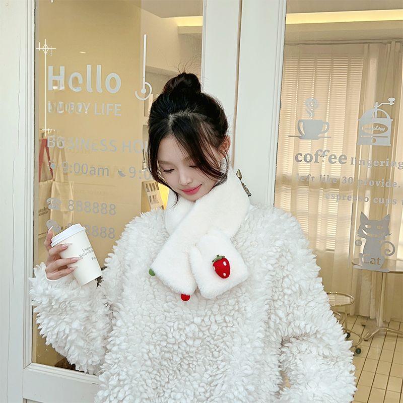 Cute Cartoon Plush Warm Scarf for Women Winter Neck Warmer Girls
