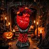 Devil Palm Flower Pot Hand Holding Human Heart Organ Vase, Gothic Anatomical Shaped Skull Base Ornament Spooky Halloween Desktop for Living