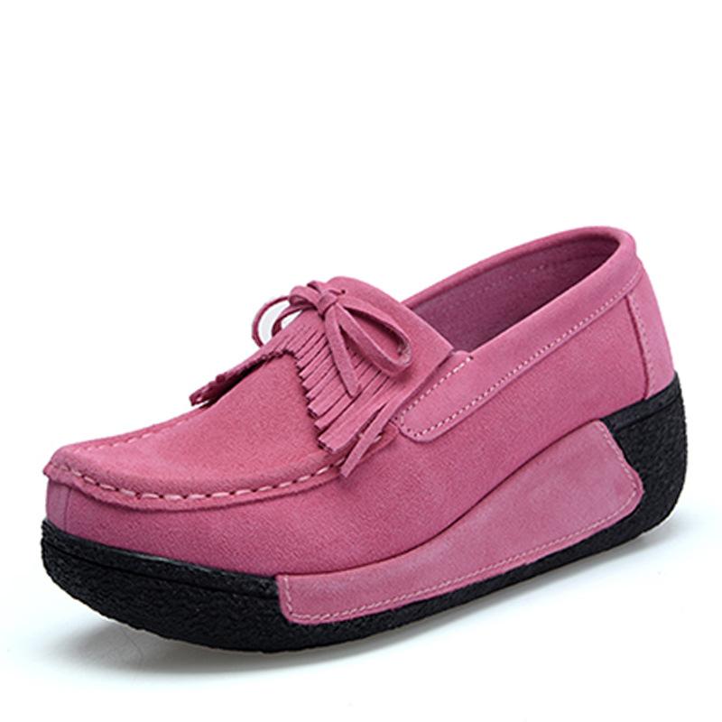 Autumn Thick Bottom Platform Sneakers Women Shoes Suede Leather Casual Shoes Women Tassels Zapatos Mujer Loafer 3351/3352
