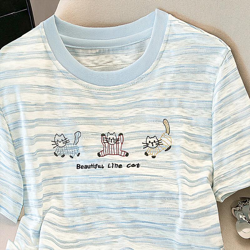Sibaishi Women's Color Block Stripe T-shirt