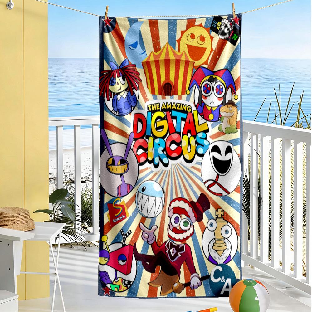 Das Erstaunliche Digitale Zirkus Spiel Stil Strandtuch Schnelltrocknend Weich Mikrofaser Bequem Leicht