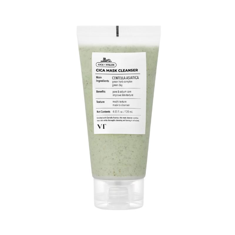 [VT COSMETICS] Cica Mask Cleanser (120ml) - 2-in-1 Clay to Foam Purifying Wash
