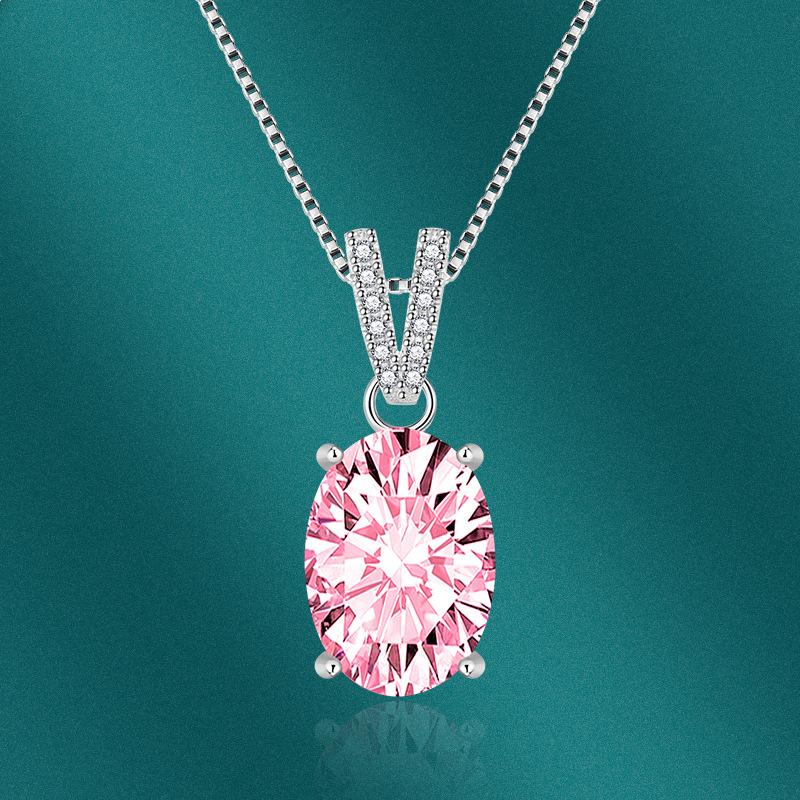 BELLA BOX Oval Zircon Pendant Necklace Multiple Colour Fashion Wedding Engagement Jewelry