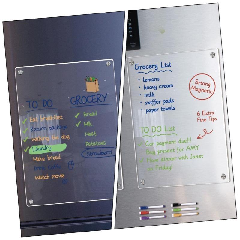 1Pcs Magnetic Transparent Acrylic Week Plan Message Board Scratchable Magnetic Refrigerator Sticker