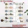 2D FLAT PRINTING 2pcs Curtains (Without Rod) Colorful Fish Rows Fashionable Modern Curtains Machine Washable Fabric Curtains