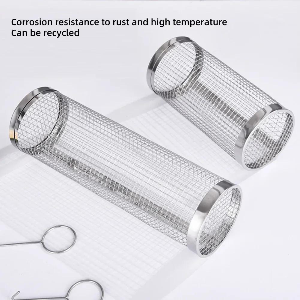 Καλάθι μπάρμπεκιου από ανοξείδωτο χάλυβα Καλάθι ψησίματος συρμάτινο πλέγμα κυλινδρικό φορητό στρογγυλό υπαίθριο ράφι μπάρμπεκιου για κάμπινγκ