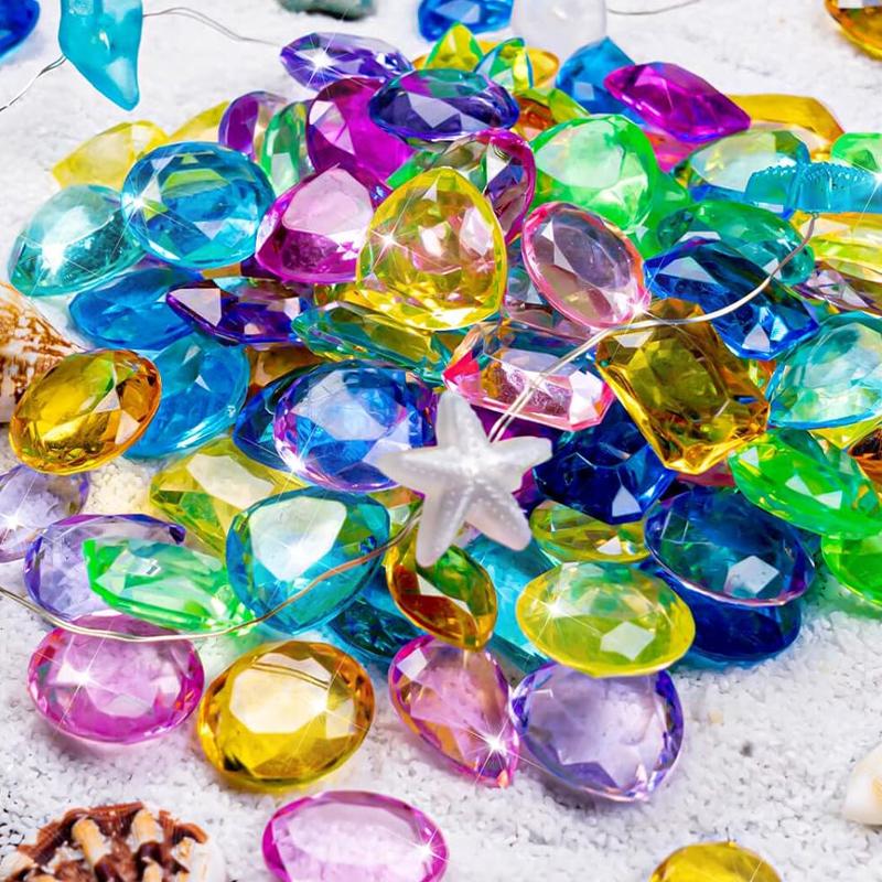 60Pcs Kids Toys Pirate Treasure Jewels Acrylic Diamond Gems Party Favors Halloween Birthday Best Gifts Classroom Prize
