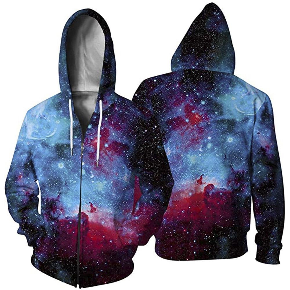 

Осень-зима, модная куртка для отдыха Galaxy Harajuku с животным 3D принтом, куртка с капюшоном, пальто для мужчин и женщин, теплая флисовая толстовка с длинными рукавами на молнии