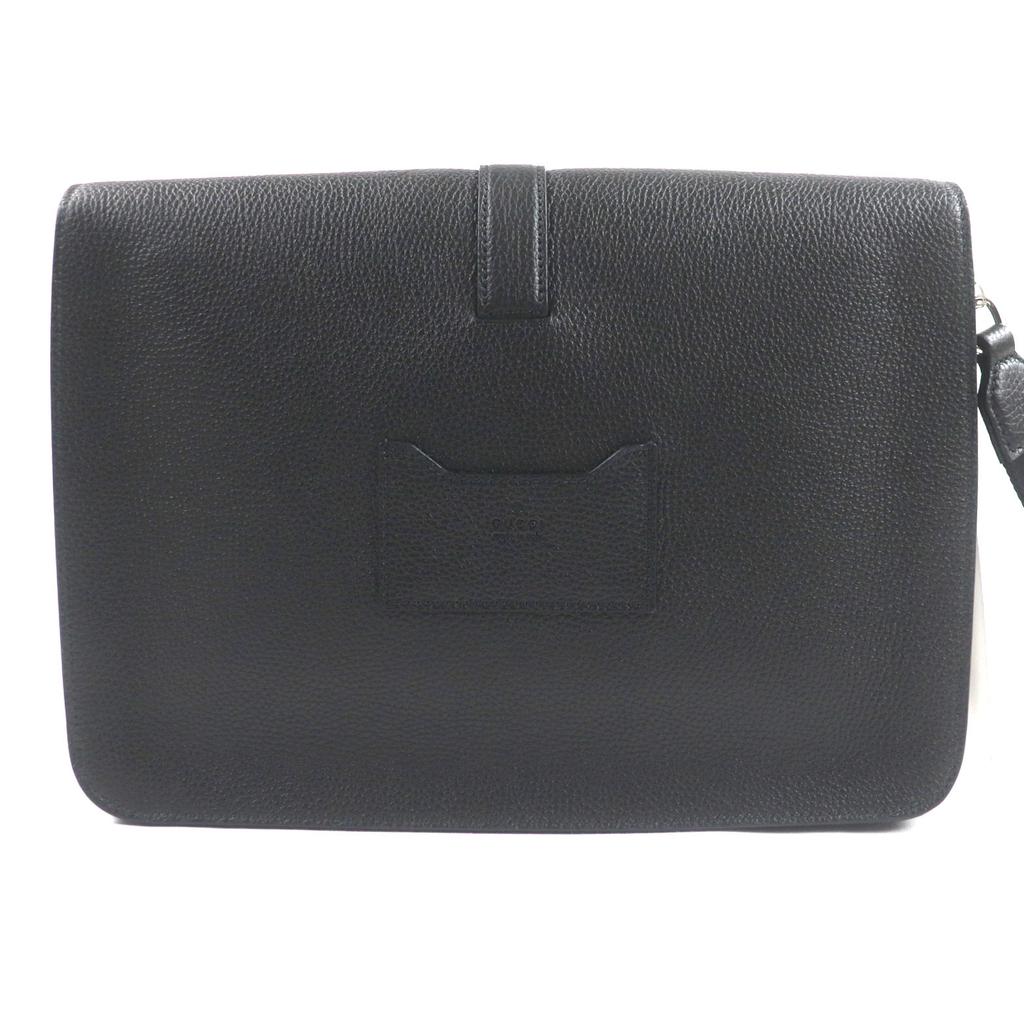 Gucci Clutch Bag Flap-type Business Case Black Leather Mens 816755 Used