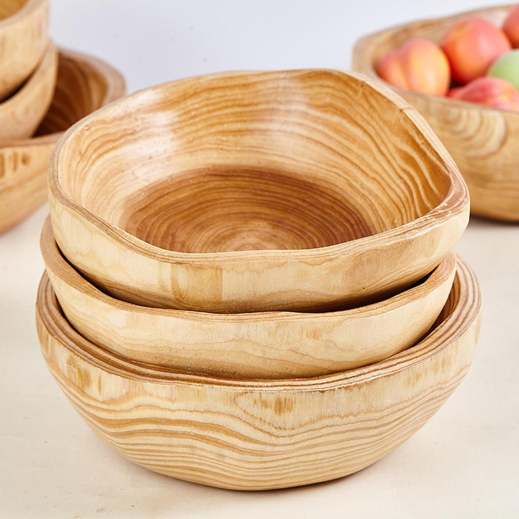 Salad Bowl Noodle Bowl Food Storage Mixing Serving Bowl Soup Bowl Anti-scalding Wooden Bowl Dessert Fruit Salad Mixing Rice Bowl