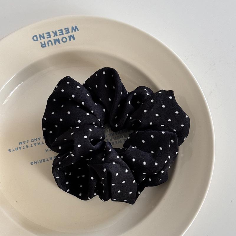 Chic French Polka Dot Scrunchie - Stylish Hair Tie Accessory