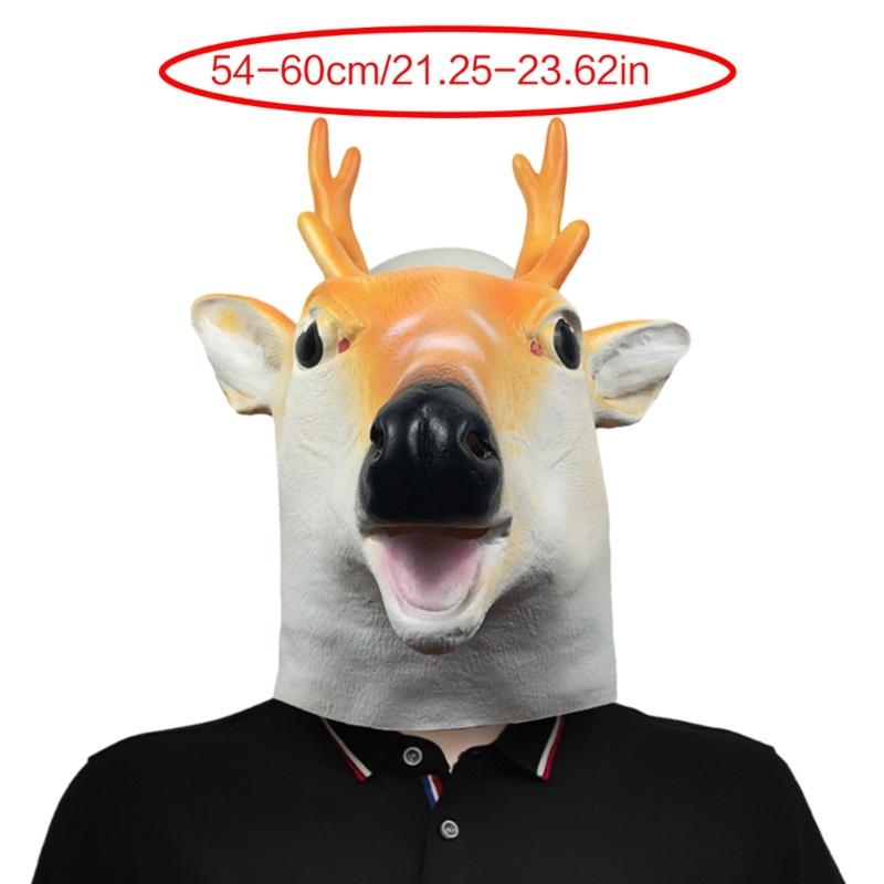 Sika Deer Mask Halloween Animal Head Mask Full Head Latex Mask for Kids Adults